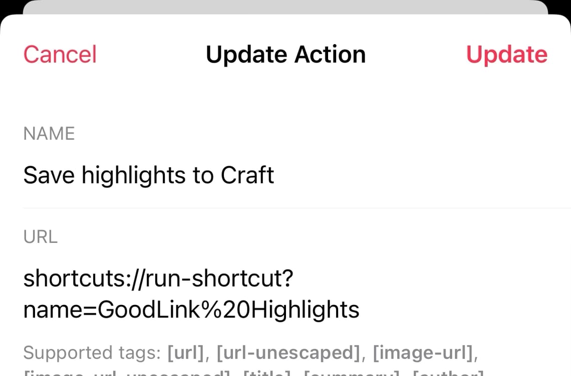 Exporting GoodLinks Highlights to Craft