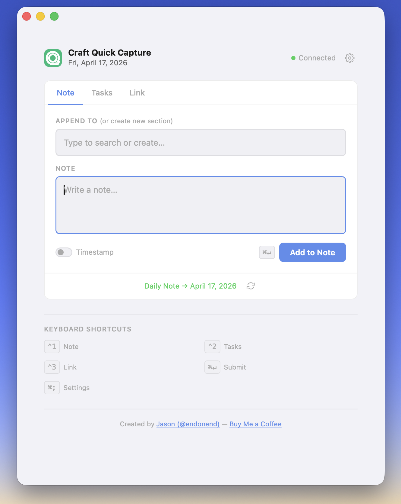 Featured image for Craft Quick Capture